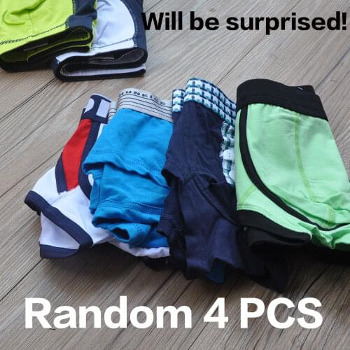 Surprise Mens Random Underwear Cotton Boxers Underpants Fashion Sexy Silk Low Rise Short Trunk Pants Calzoncillos Lot=Pack