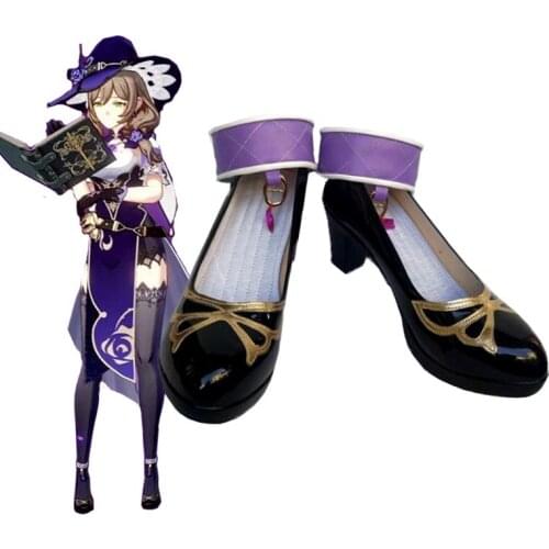 Anime Genshin Impact Mondstadt Lisa Princess Shoes Women Girls Student High Heels Shoes Xmas Gifts Cosplay Props 35-44Yards