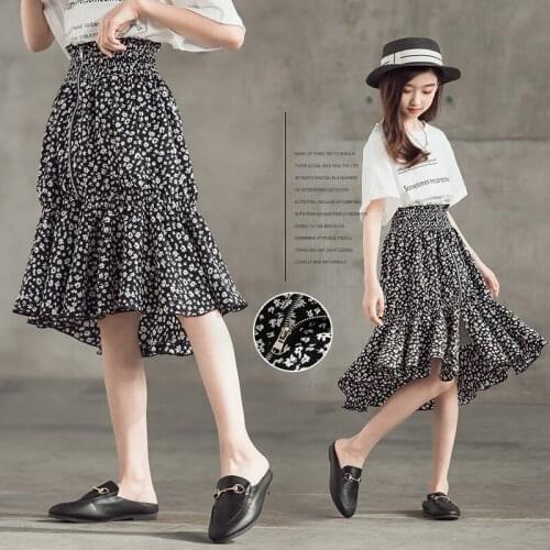 Skirts for Girls Mid-length Floral Pleated Skirts 2021 Summer Childrens Chiffon Skirt Princess Mermaid Skirt Girls Clothes 10 Y