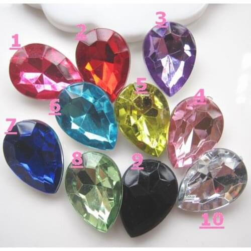 Jewelry Materials For Diy Decoration 50pcs Mixed Colors 13*18mm Acrylic Without Flat Back Teardrop Shape Rhinestone Gems