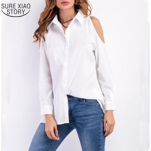 Long Sleeve Womens Shirt Autumn 2021 New Off-Shoulder Long Shirt Sexy Office Lady Cardigan Womens Blouses Casual Blusas10303