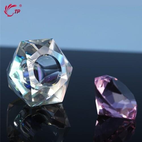 1pc Square Cup Acrylic Liquid Dish Rainbow Crystal Clear Crown Glass Cup with Lid Bowl for Acrylic Powder Nail Art Tool Kit