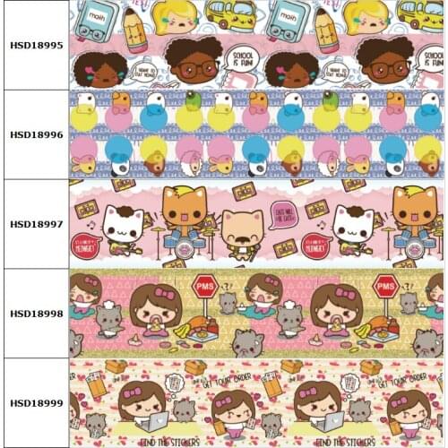 10yard Back to School Animal Cat Grosgrain Ribbon Accessory Hairbow Headwear Decoration DIY Wholesale OEM 38MM 75MM