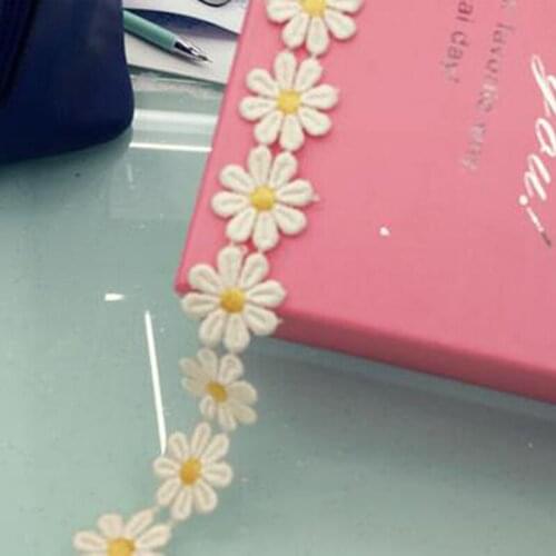 15Yards 2.5cm Sewing Daisy Flower Lace Trim Milk Silk Craft Polyester Water Soluble Venice For DIY Hair Accessories YYN314