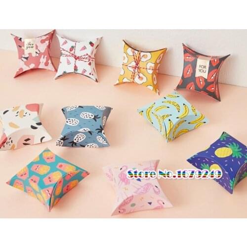 200pcs/lot Pillow Favor candy Box bag Pillow Shape Wedding Favor Gift Boxes pie Party Box bags eco friendly kraft promotion