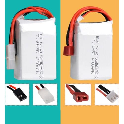 2S 7.4V 4200mAh Lipo Battery 5C T Balance Tamiya Futaba Plug Connector for 5t 5sc ELK Baja RC Racing Remote Control Car