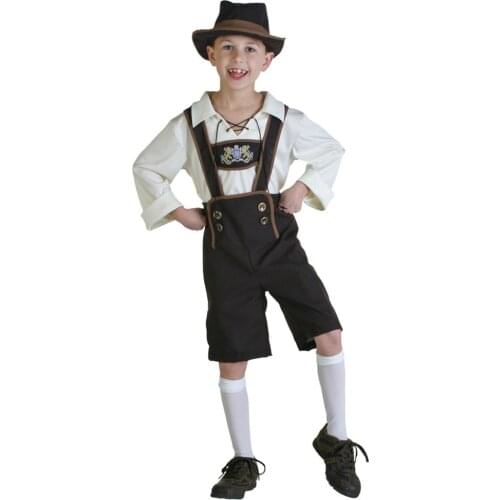 3Pcs/Set Kids Boys Oktoberfest Uniform Outfit Child Bavarian Beer Festival Lederhosen Cosplay Halloween Party Costume