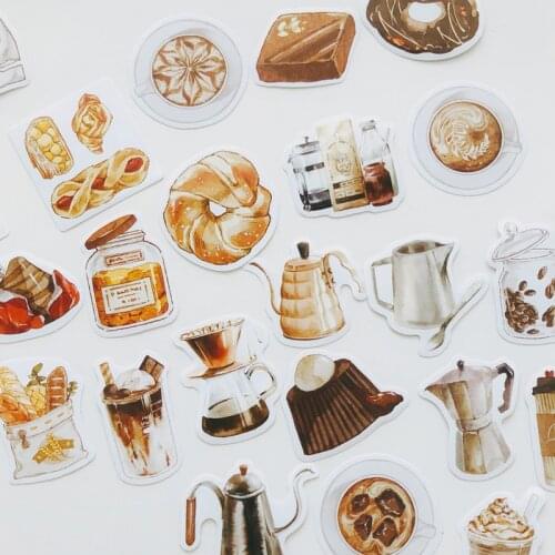 45 pieces Boxed Stickers Old Time Coffee Shop hand account DIY Cup Notebook Decoration Stickers