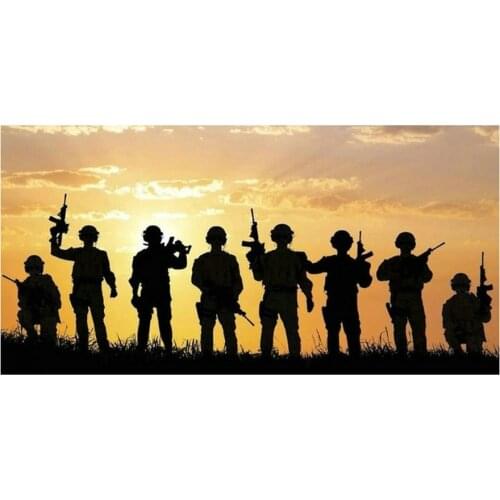 5d diy diamond painting soldier portrait full square / round drill sunset landscape mosaic embroidery sticker home decoration