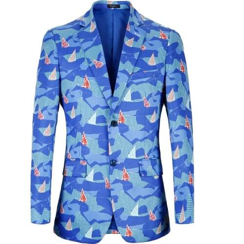 US Big Size 38R-48R Casual Printing Blazer Men 2021 New Design Beach Mens Blazers Summer Events Stage Costumes Terno Masculino