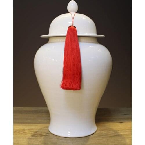 White Ceramic temple jar Vase Decoration Living Room Nordic Home Floor Storage pot porcelain Ginger jar