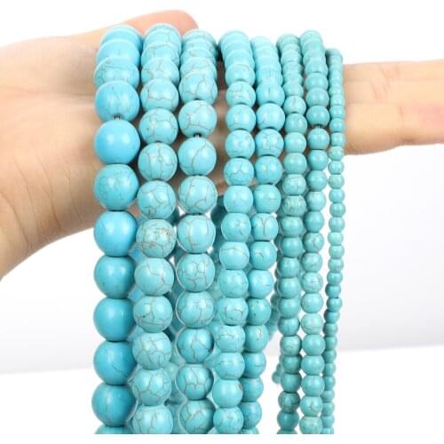 Synthetic Blue Howlite Turquoise Stone Bead Round Loose Spacer Bead For Jewelry Making DIY Charm Bracelet Necklace 4/6/8/10/12MM