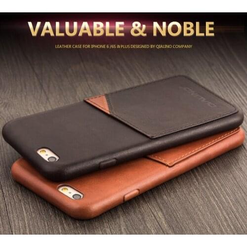 QIALINO Genuine Leather Back Case for iPhone 6 & 6s Fashion Insert Card Slot Phone Cover for iPhone 6/6s Plus for 4.7/5.5 inches
