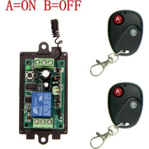 DC 9V 12V 24V 1 CH 1CH RF Wireless Remote Control Switch System,315/433 MHz 2X Transmitter + Receiver,Latched (A=ON B=OFF)