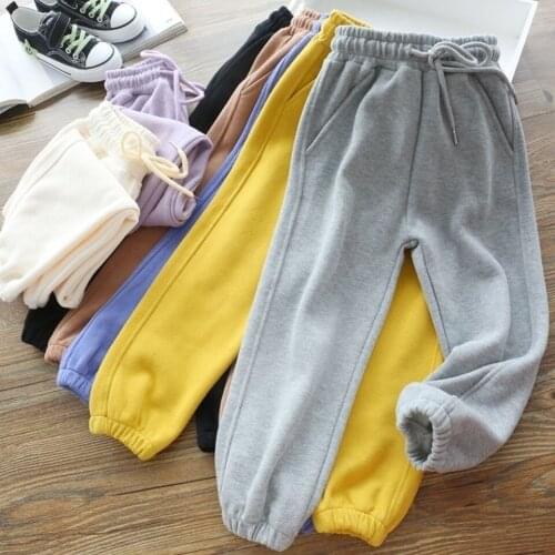 Kids Pants 2-9 Y Baby Girls Casual Sport Cotton Trousers Autumn Winter Toddler Plus Velvet Warm Pants For Girls Child Trousers