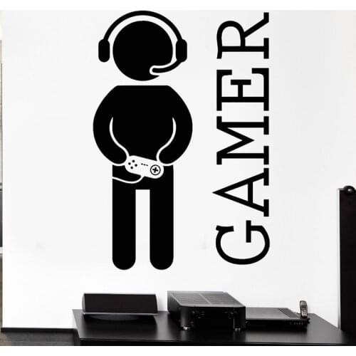 Gamer Wall Stickers Video Games JoystickDecor For Playroom Vinyl Decal Unique Gift D1003