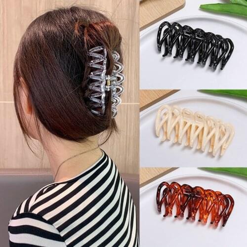 Korean Wavy Lines Hair Claws For Women Fashion Vintage Solid Color Hollow Hairpins Girl Hairstyle Hair Accessories Headwear Gift
