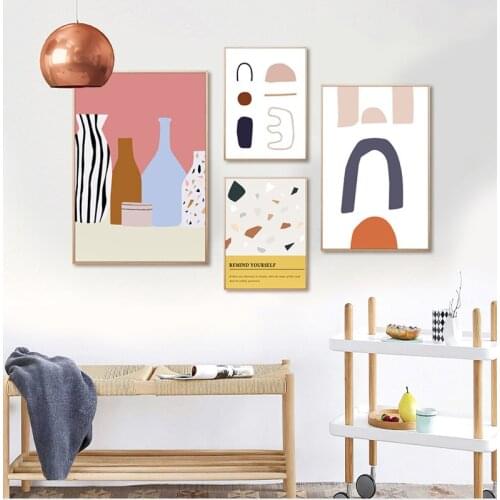 Colorful Geometry Curve Abstract Bottles Wall Art Canvas Painting Nordic Posters Prints Wall Pictures for Living Room Home Decor