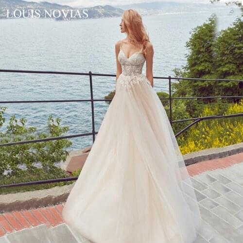 Louis Novias Lace Sexy Wedding Dress High Quality Graceful Backless Sleeveless Chiffon with Embroidery Wedding Gowns Vestido De