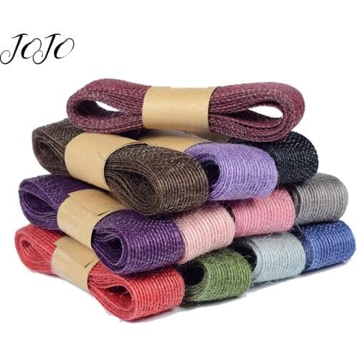 JOJO BOWS 25mm 2m Hemp Ribbon For Crafts Supplies Colored Fish Silk Hemp Webbing For Needlework Party Decoration Gift Packing