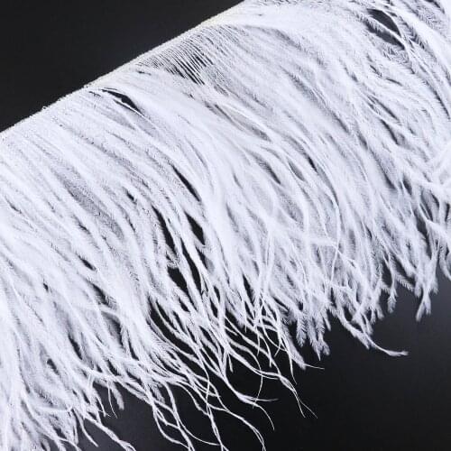 18-22CM White Ostrich Feather Trim Lace Soft Natural Ostrich Feather Ribbon Fringe High quality Wedding Dresses Sewing Plumes