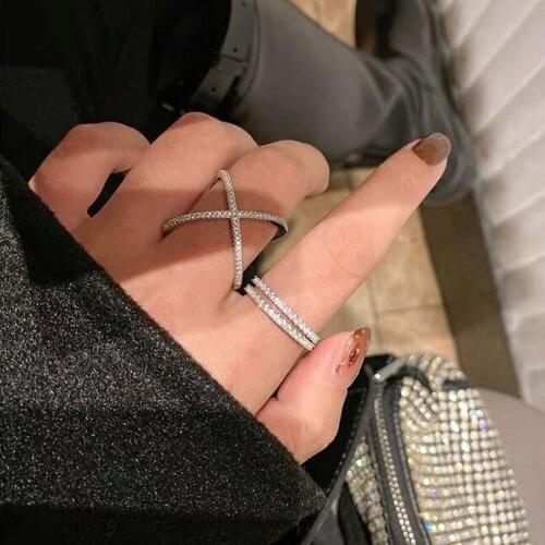 Lovers Cross Promise Ring 925 sterling Silver Pave AAAAA Zircon cz Engagement Wedding Band Rings For Women Jewelry