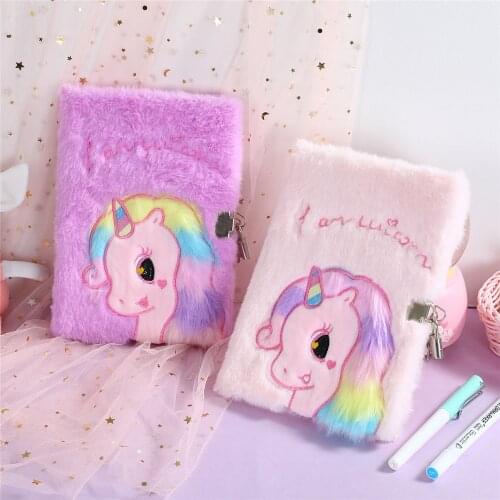 Kawaii Unicorn Notebook A5 Notepad with Lock Journal Office Diary Agenda Planner Cute Cat Sketchbook School Stationery Note Book