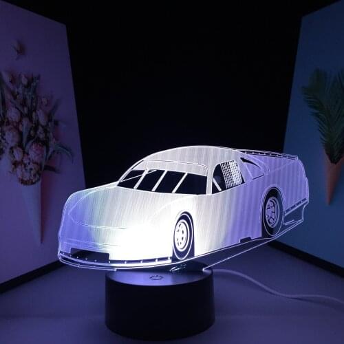 Supercar Model 3D Lamp 7 Color Changes With Remote Control Black Base Visual Illusion Acrylic Panel for Home Decor Night Light