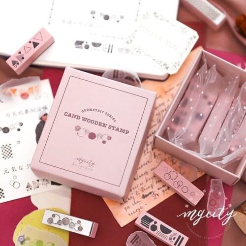 5pcs/set Candy Series Vintage Decoration Stamp Wooden Rubber Stamps For Scrapbooking Stationery DIY Craft Standard Stamp