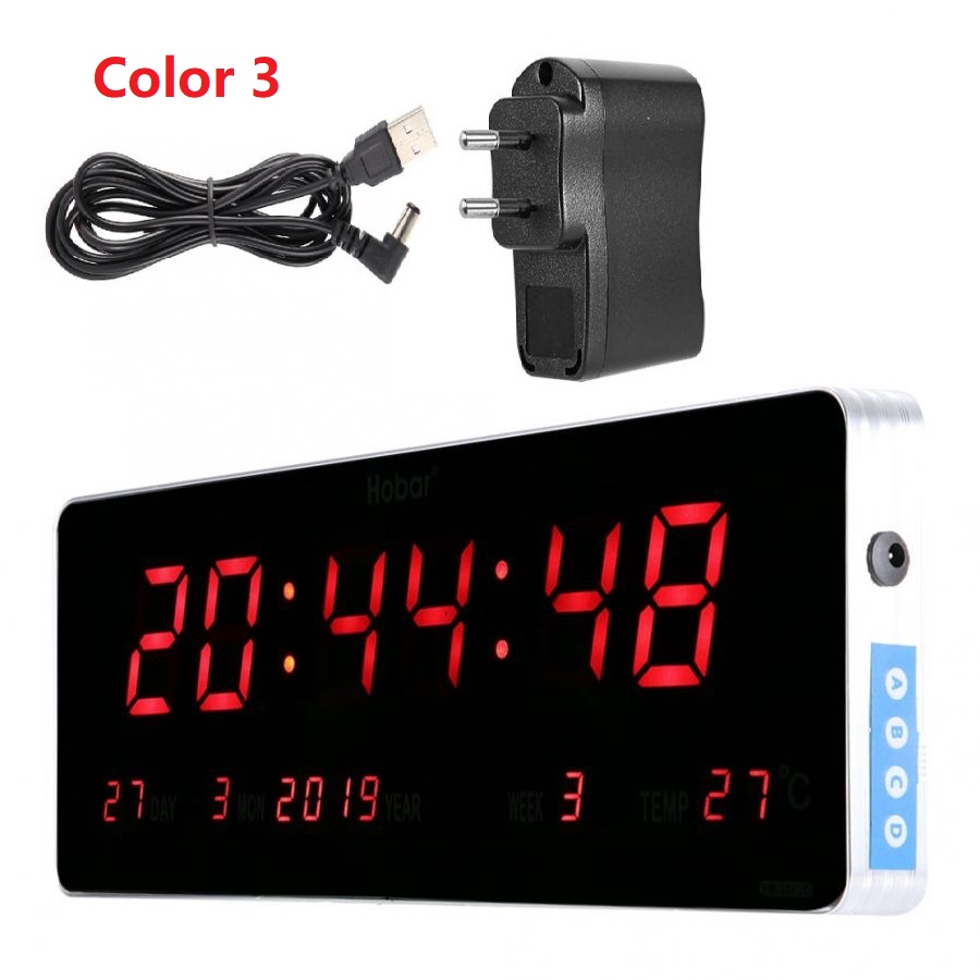 Aluminum Alloy Wall Clock Digital LED Calendar Wall Clock Temperature Wall Clocks EU Plug 110-240V Modern Design Home Wall Decor