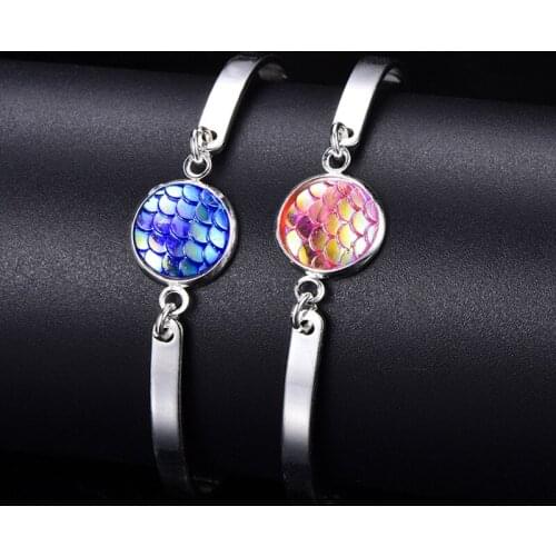 Resin 12mm Fish Scale Cabochon Charms Bracelets Brand Jewelry for Women