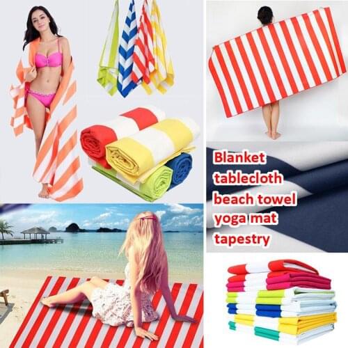 WUJIE Large Stripe Beach Towel Quick-Dry Travel Yoga Mat Blanket Bathroom Towel Rectangle Microfiber Towel for Adult 5 Colors