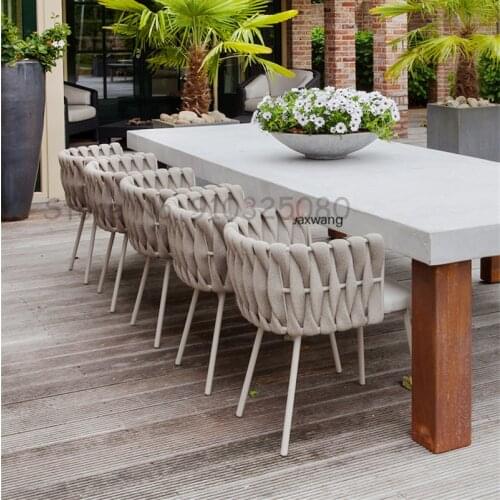 Nordic Living Room Chair Home Furniture Armchair Outdoor Rope Woven Chair Courtyard Outdoor Rattan Chair Waterproof Rock chair