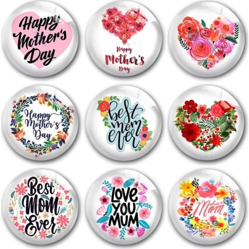 Happy Mothers Day glass cabochon,Amazing mom Carnation flower heart Round photo glass cabochon demo flat back Making findings