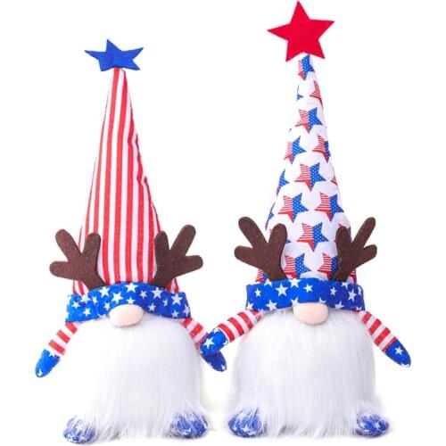 Fourth of July Gnome Decoration Handmade Patriotic Scandinavian Tomte Couple Dolls for Home US Independence Day Party Decor