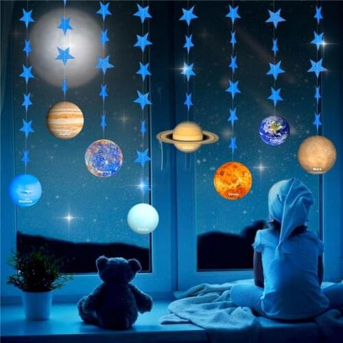 Baby Shower Decorations Eight Planets Banner Outer Space Galaxy System Theme Party Decor Boy Birthday Party Decorations Supplies