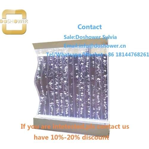 Water proof wall panel with interior screen partition for acrylic water curtain wall mount