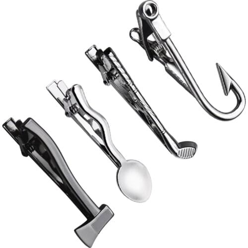 HAWSON New Design 2 Inch Tie Bar Tie Clips for Men Funny Shape Necktie Clasp Tie Pin Tie Clip Novelty Mens Party Gift