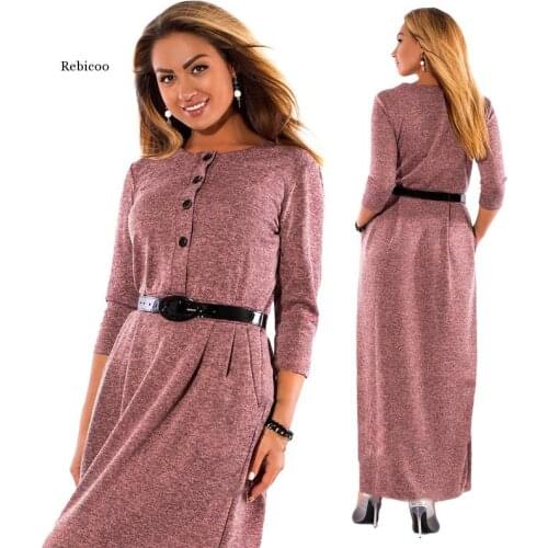5Xl 6Xl Robe Autumn Winter Dress Big Size Elegant Long Sleeve Maxi Dress Women Office Work Dresses Plus Size Women Clothing