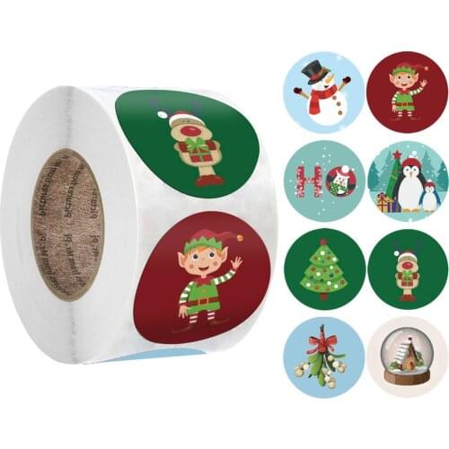 1 inch Snowman Pattern Merry Christmas Sticker 8 Designs 500pcs Round Sticker for Kids Gift Xmas New Year Decor for Girls Boy
