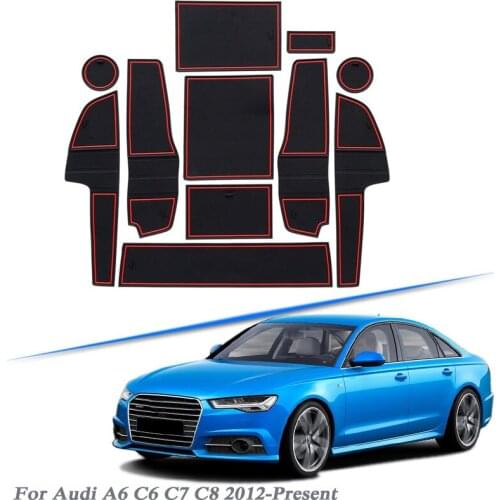 11pcs Car Styling For Audi A6 C6 C7 C8 2012-2020 Latex Gate slot pad Interior Door Groove Mat Non-slip dust Mat Auto Accessories
