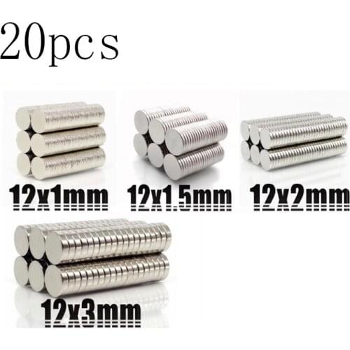 20Pcs RoundNeodymium Magnet Permanent N35 NdFeB Super Powerful Magnets 12x1 12x1.5 12x2 12x3