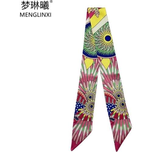 2021 New Design Bag Scarf Fashion Skinny Hijab Scarf Brand Femme Bandana Foulard Silk Head Scarves For Ladies Fashion Headband