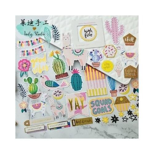 50pcs Squad Goals Foil Gold Paper Die Cut Stickers for Scrapbooking Happy Planner/Card Making/Journaling Project Craft