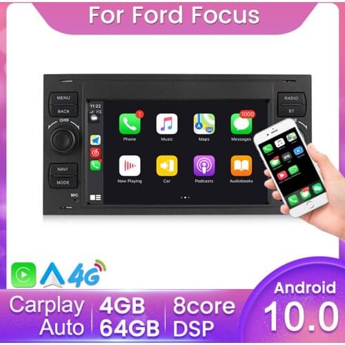 2 Din Android 10 Car Radio GPS Navigation For Ford Focus 2 Mondeo S C Max Kuga Fiesta Fusion Multimedia Player Carplay Wifi OBD2