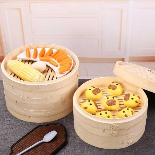 Bamboo Steamer Basket Cooker Steam With Cover Set Kitchen Tools Cooking For Dim Vegetable Egg Dumpling Sum Snack Fish Rice