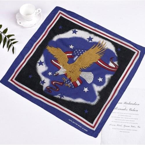 2021 New USA American Flag Eagle 100% Cotton Bandana Square Scarf Black Red Paisley Headband Printed For Women/Men/Boys/Girls