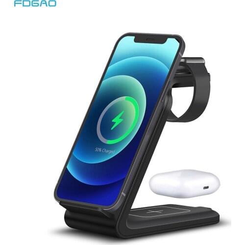 4 in 1 Fast Charging Dock Station Qi Wireless Charger Stand For iPhone 12 11 XR XS 8 Apple Watch Airpods Pro Samsung S21 S20 USB
