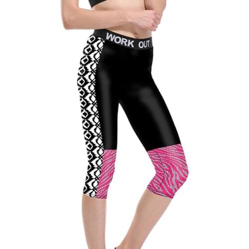 Black Pink Blue Patchwork Fitness Women Running Capris Plus Size Girls Jogging Yuga Pants S To 3xl