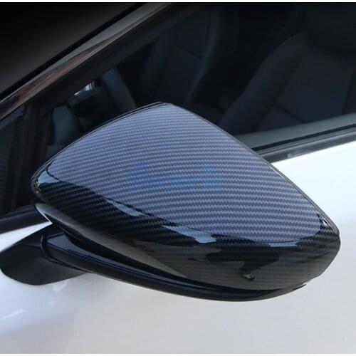 For Mazda 3 M3 Axela 2020 Carbon Fiber Color Door Mirror Cover Side Rear View Overlay Frame Panel Chrome Car Styling Accessories